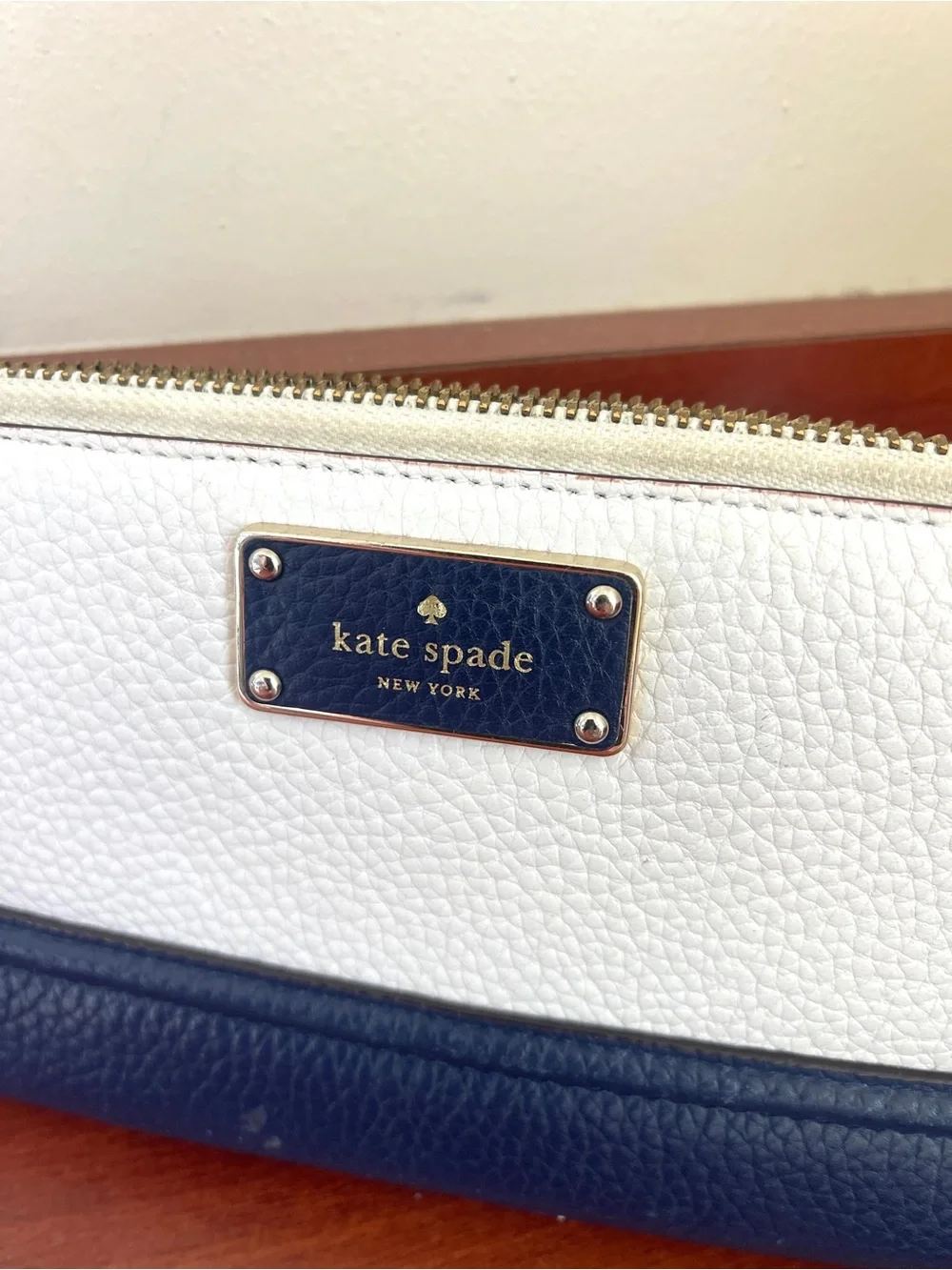 KATE SPADE Wallet Women’s Blue White Leather Vintage